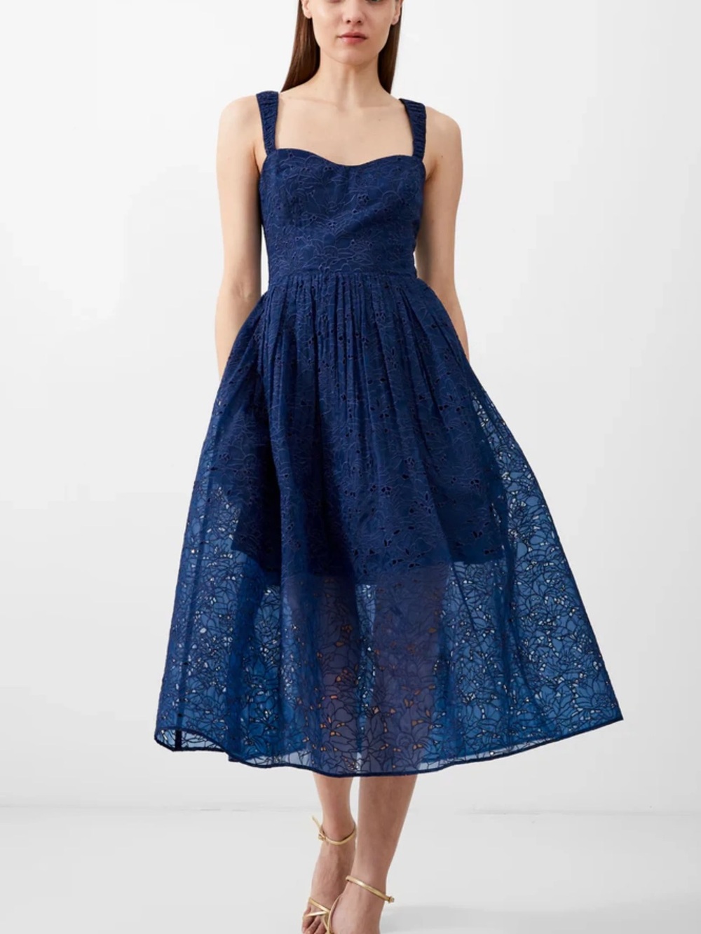 French Connection - Embroidered blue Lace Strappy Dress 4